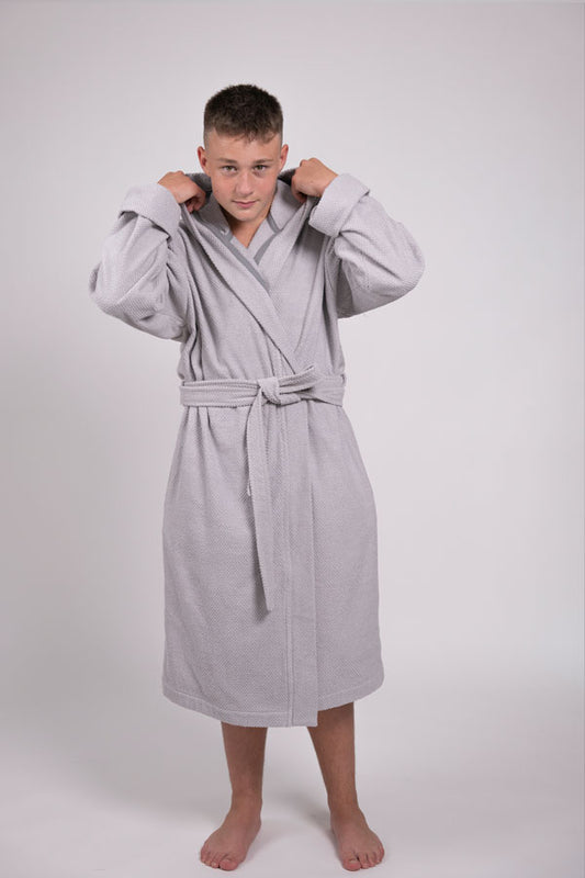 Moški kopalni plašč VJSnature pike frotir - siva