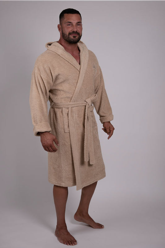 Moški kopalni plašč VJSnature frotir premium - rjav