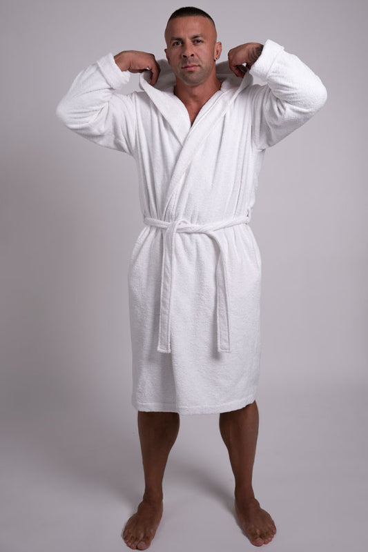 Moški kopalni plašč VJSnature frotir premium - bel